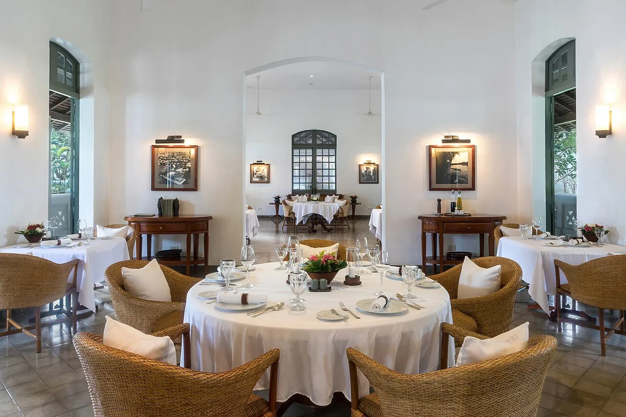 Restaurant room of Amantaka luxury Resort &amp; Hotel in Luang Prabang Laos