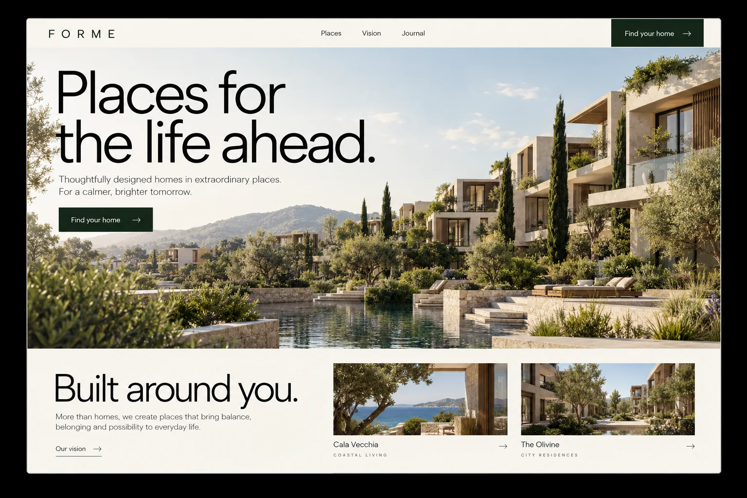Architectural visual of a desert development